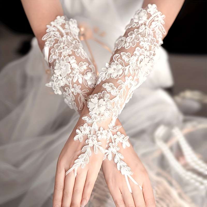 1 Pair Pure White Bridal Wedding Gloves
