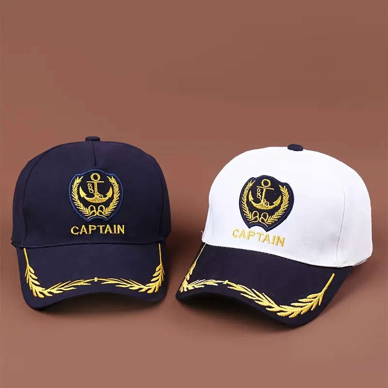 Adjustable Baseball Cap With Anchor Design Lightweight Polyester Non-Stretch Woven Ideal