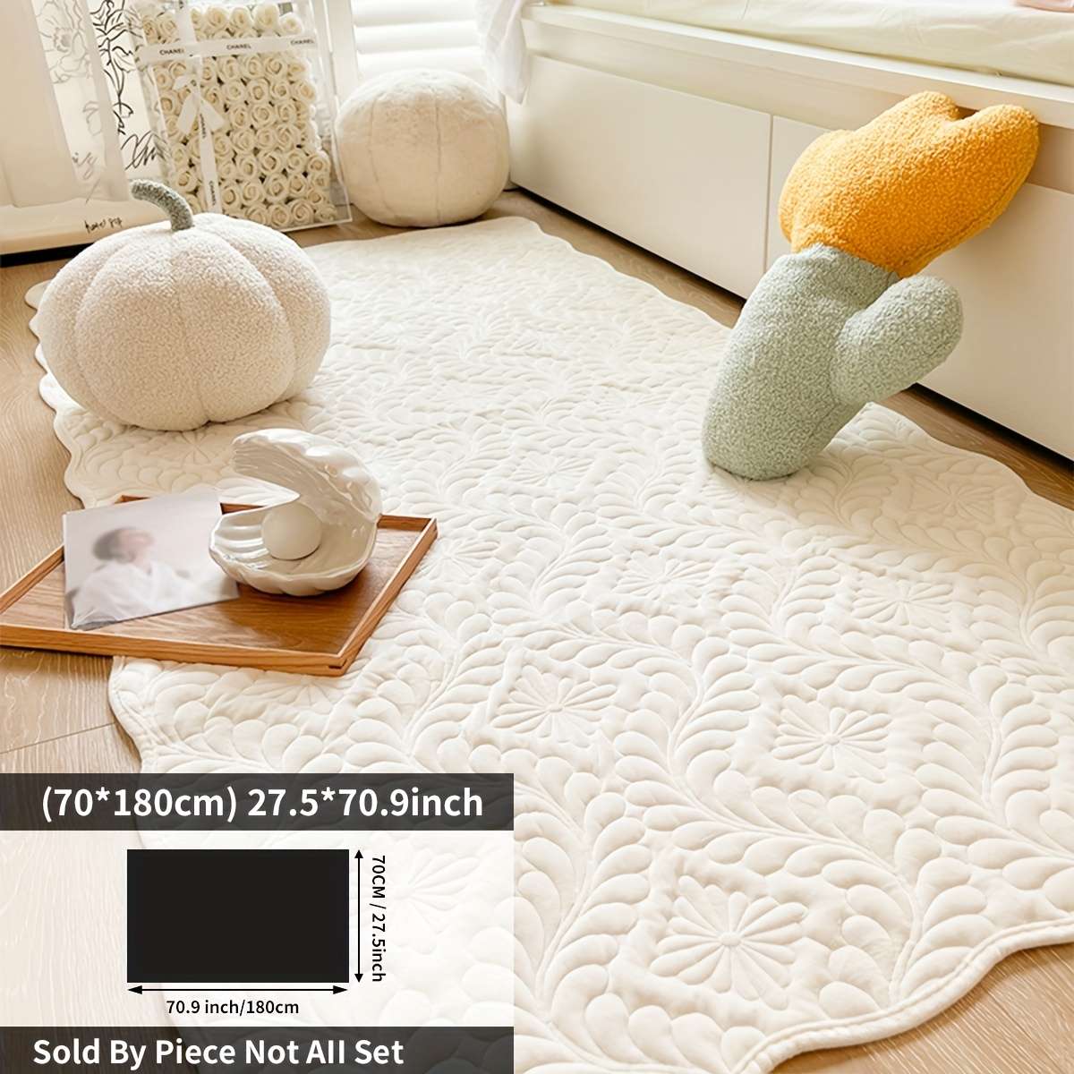 1Pc Beige 27.5x70.9inch 70x180cm Floor Mat