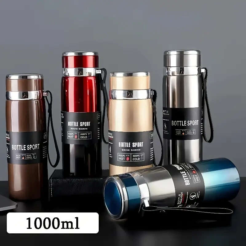 1 Liter Large Thermos Flask In Solid Color