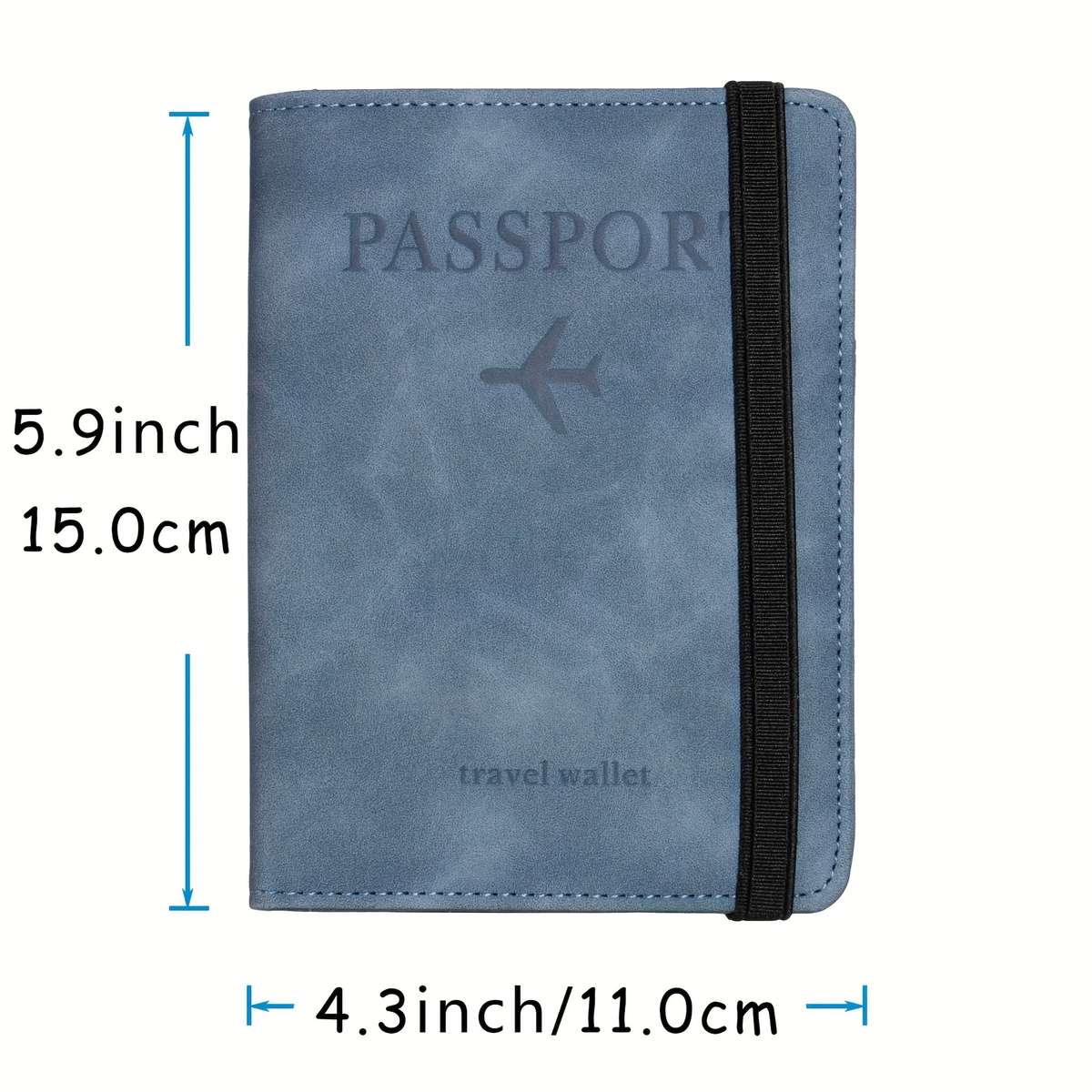1pc OBCREATOR Faux Leather Travel Passport Holder Wallet Sleek Black Design with Multiple Compart