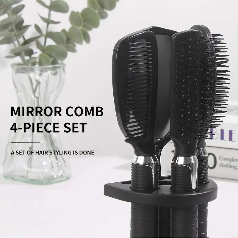 4pcs Unisex Hair Styling Set with Mirror Unscented for All Hair Types Ideal Christmas Gift for Home