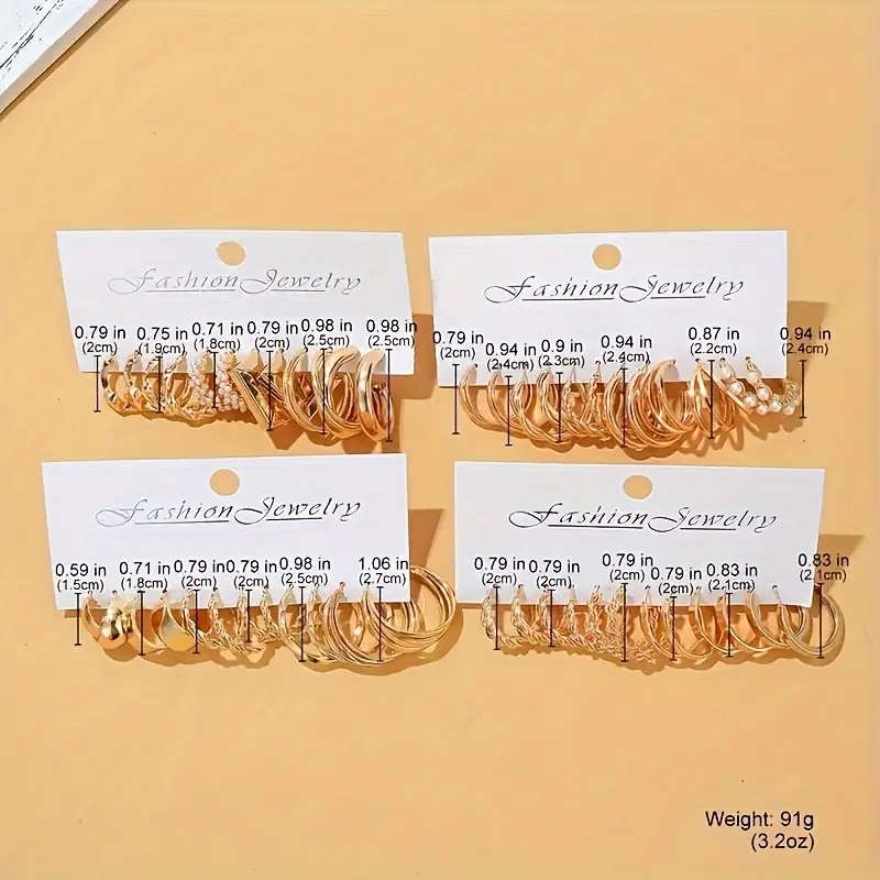 48pcs Hoop Earrings Set for Women