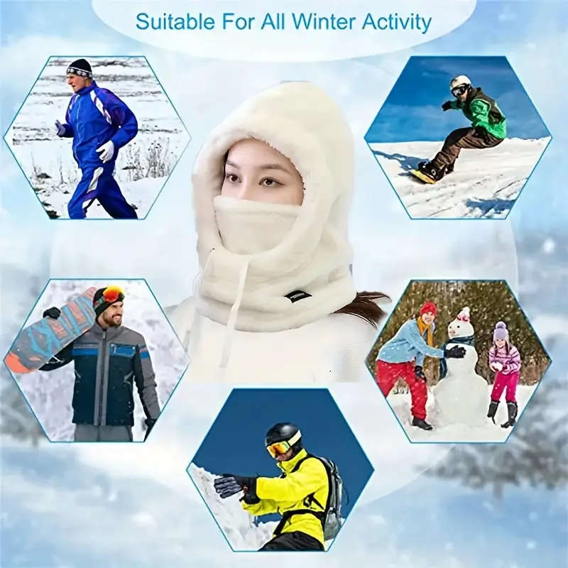 1 Piece Women's Winter Wool Hooded Scarf