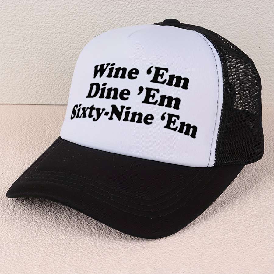 VERG Breathable Mesh Baseball Cap with Letter Print Adjustable Hand-Washable Polyester Truck