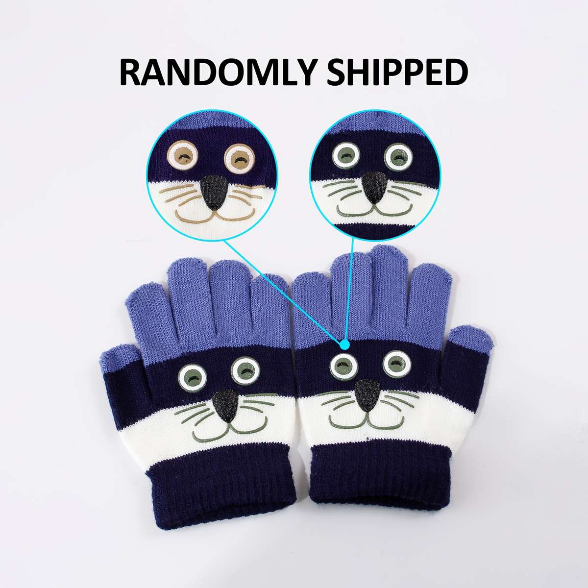 2 Pairs Navy Blue Gray Warm Gloves