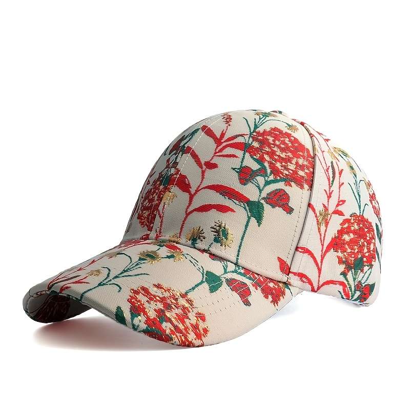 Adjustable Women'S Floral Dandelion Golden Thread Jacquard Baseball Cap Breathable Polyeste