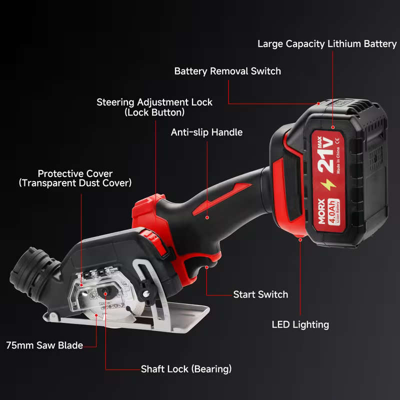 MORX Cordless Mini Circular Saw with 4000mAh 21V Battery