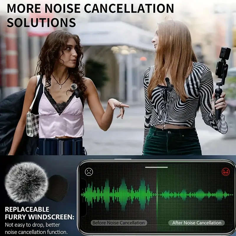 Wireless Noise-Canceling Lavalier Microphone