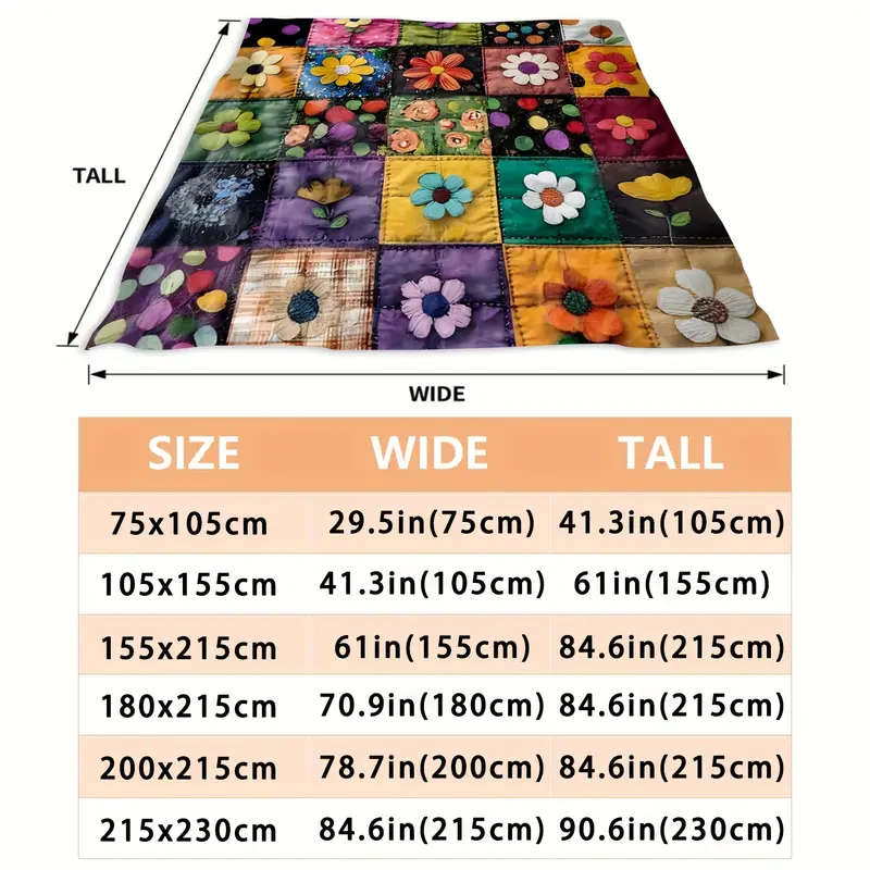 1 Handmade Floral Patchwork Throw Blanket 200CM*215CM