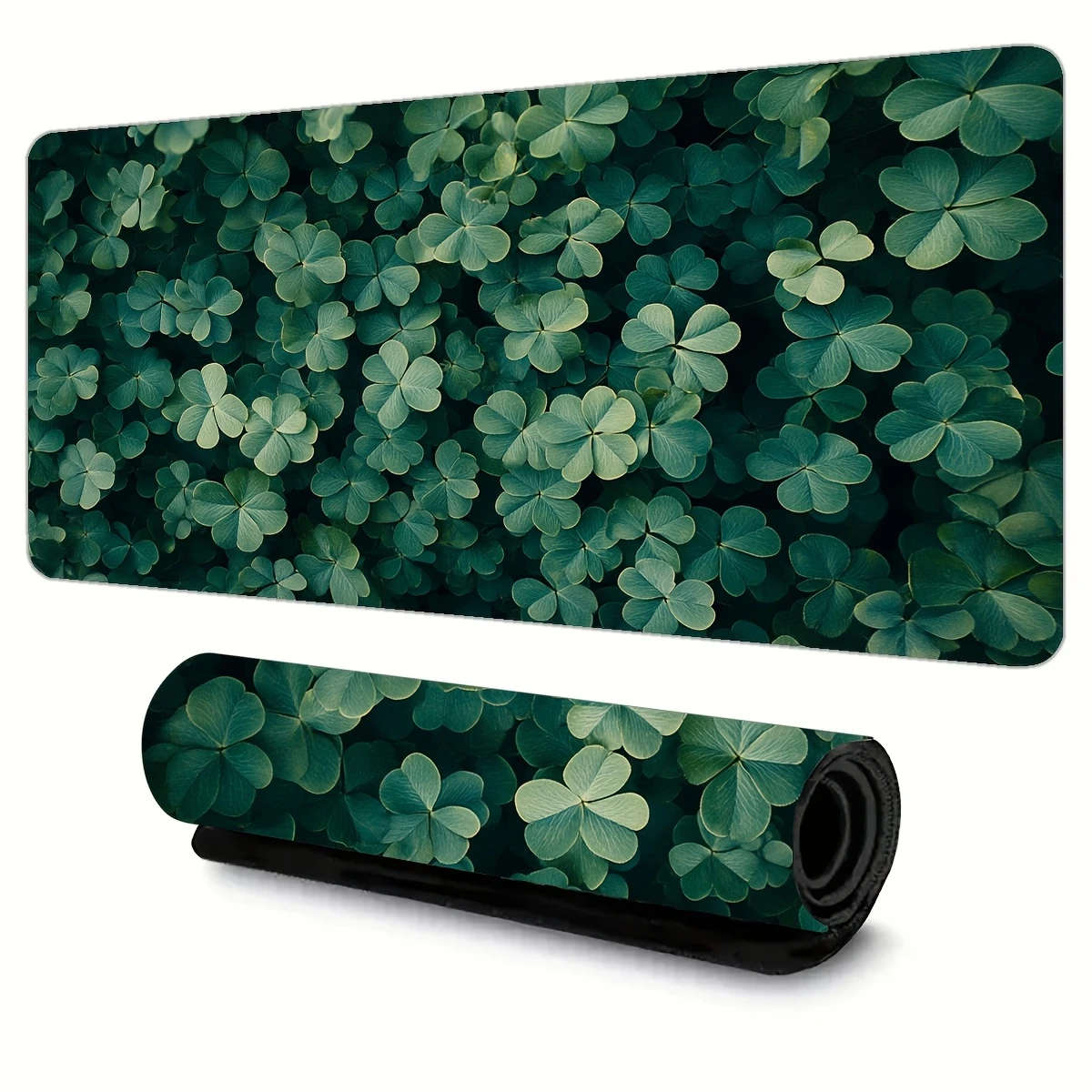 30x60cm Fortune Deep Green Clover Rubber Non-Slip Mouse Pad Office Desk Accessory Durable