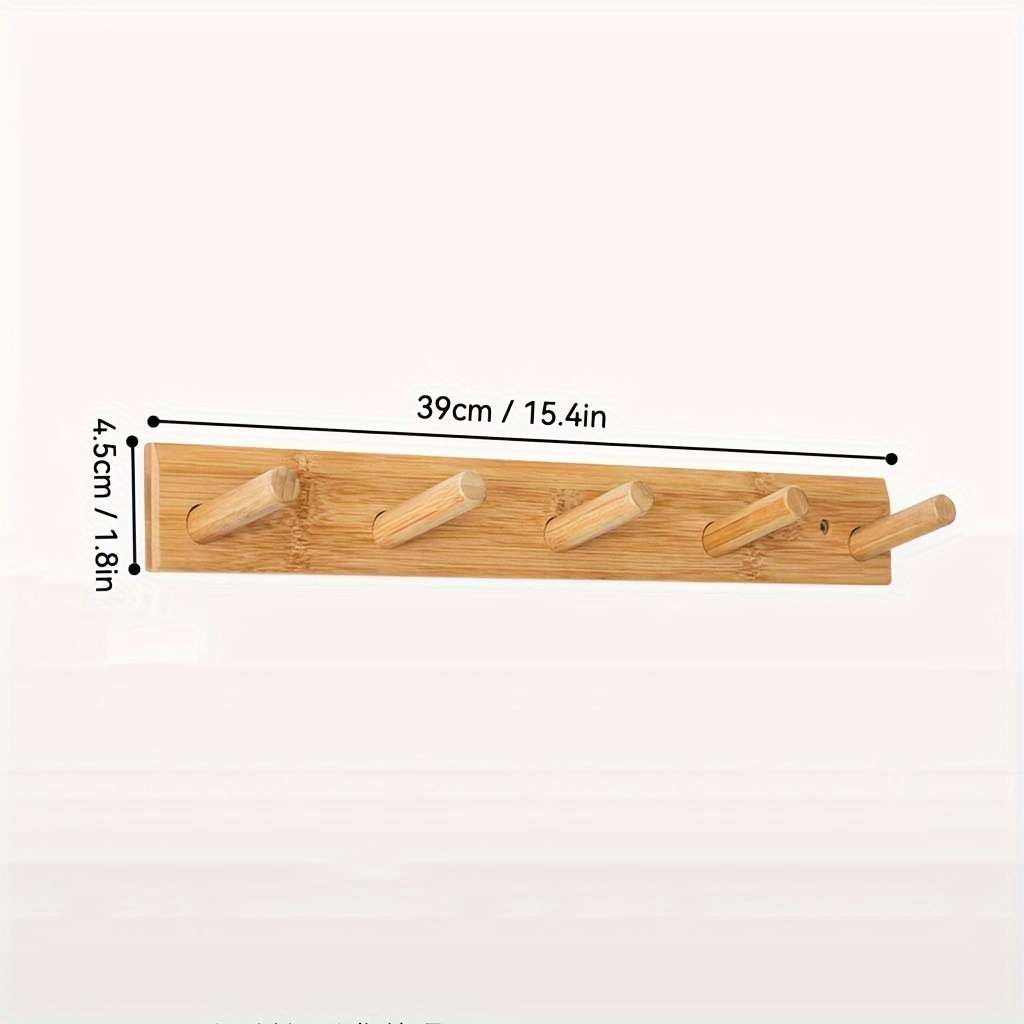 Wall-Mounted Coat Racks Bamboo Clothes Towel Hat Handbags Key Coat Hooks for Living Room Bedroom Ent