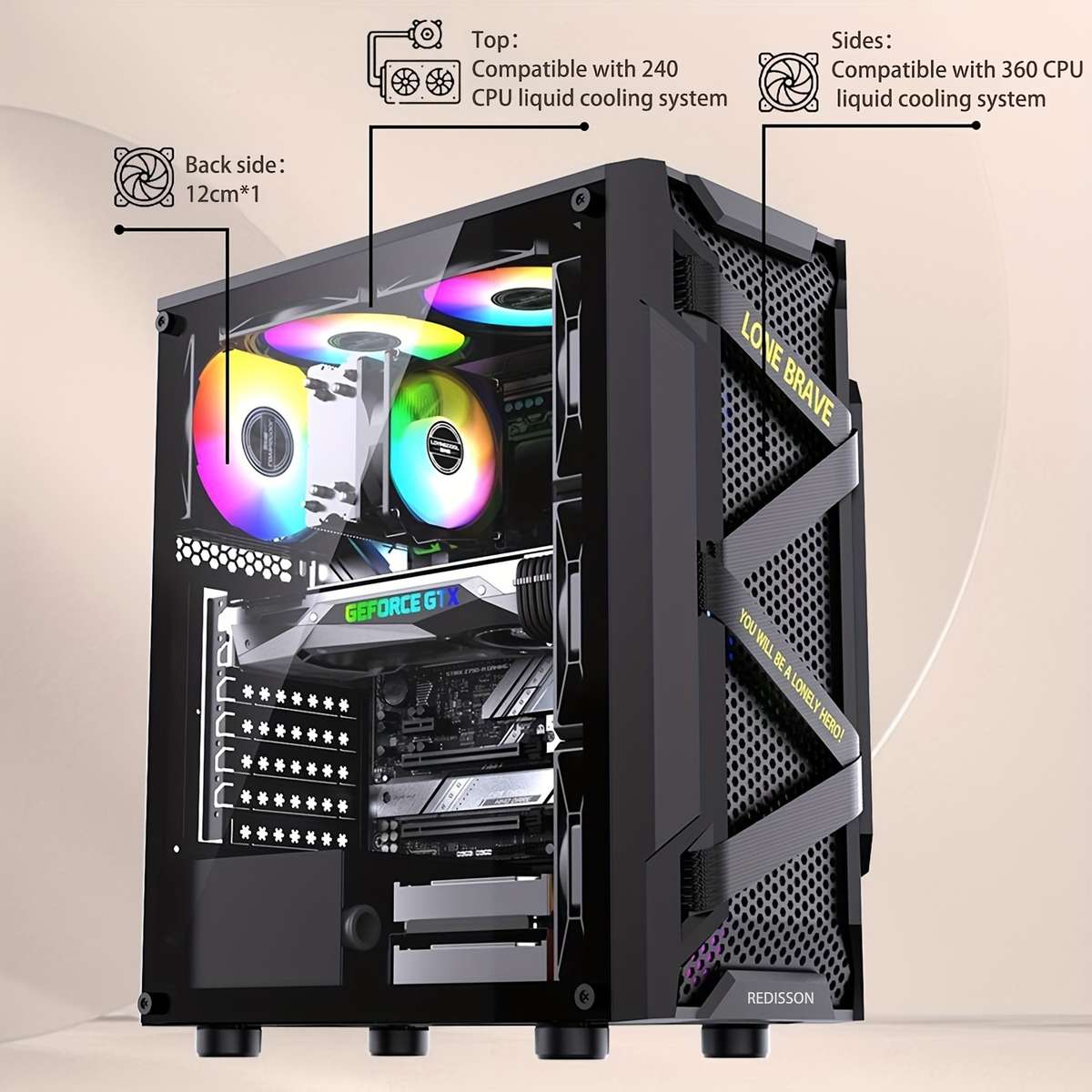 Micro ATX PC Case with 3x120mm 3-Pin ARGB Fans Pre-Installed