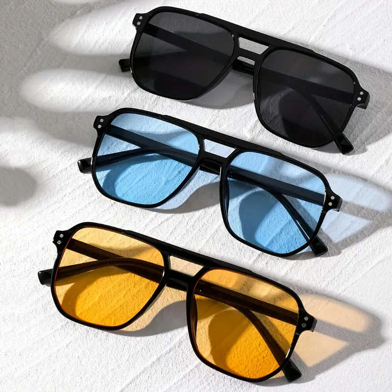 Set of 3, Unisex Glasses, Square Frames, Men & Women, Assorted Colours