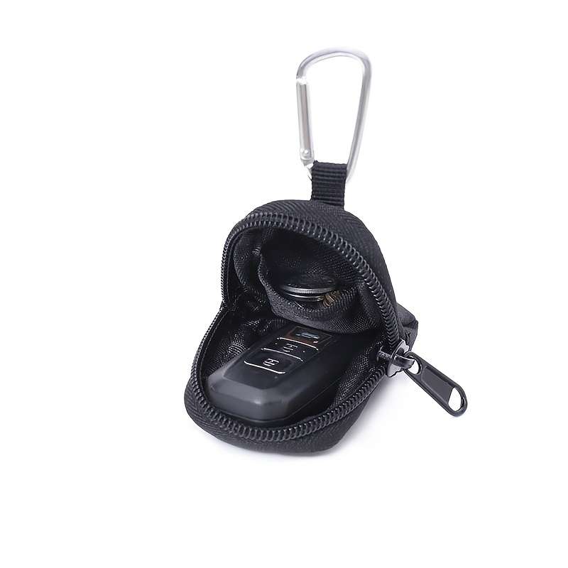 Durable Nylon Mini Wallet With Zipper Versatile Coin Purse Wireless Earbud Key Holder In B