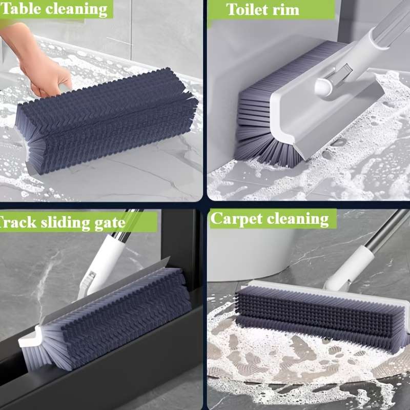 5-in-1 Multi-Purpose Cleaning Brush with Long Handle Clip V-Shaped Bristles for Hard-to-Rea