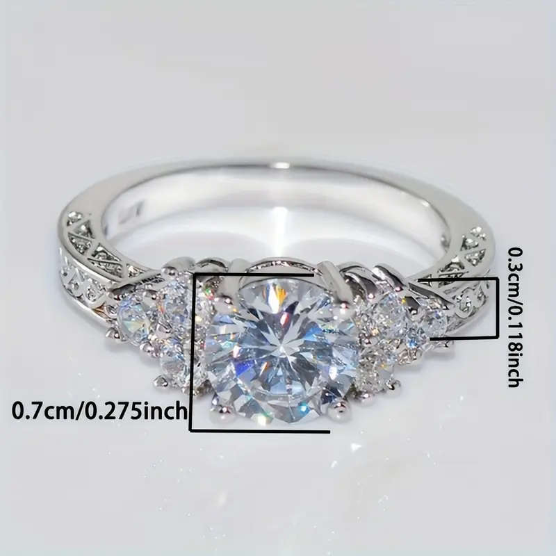 Elegant 925 Sterling Silver Engagement Ring with Sparkling Cubic Zirconia