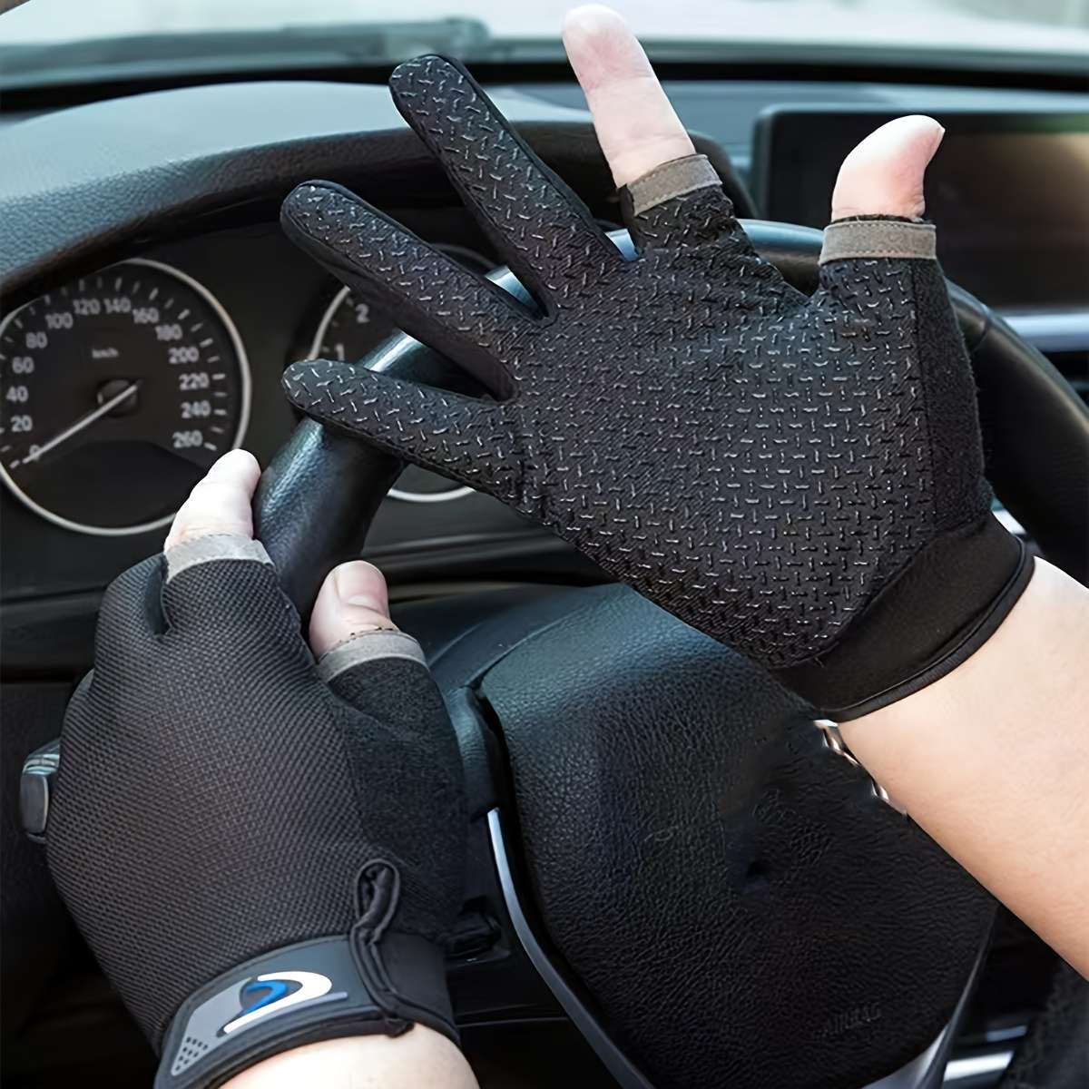 1 Pair Grey Outdoor Sports Gloves