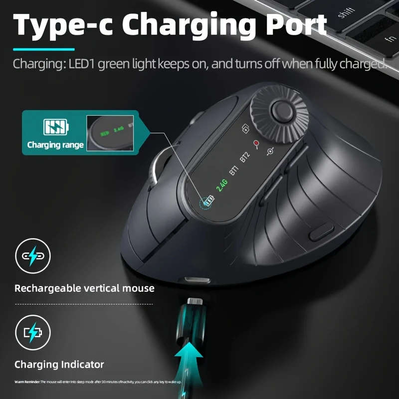 Vertical Gaming Mouse With Function Adjustment Knob