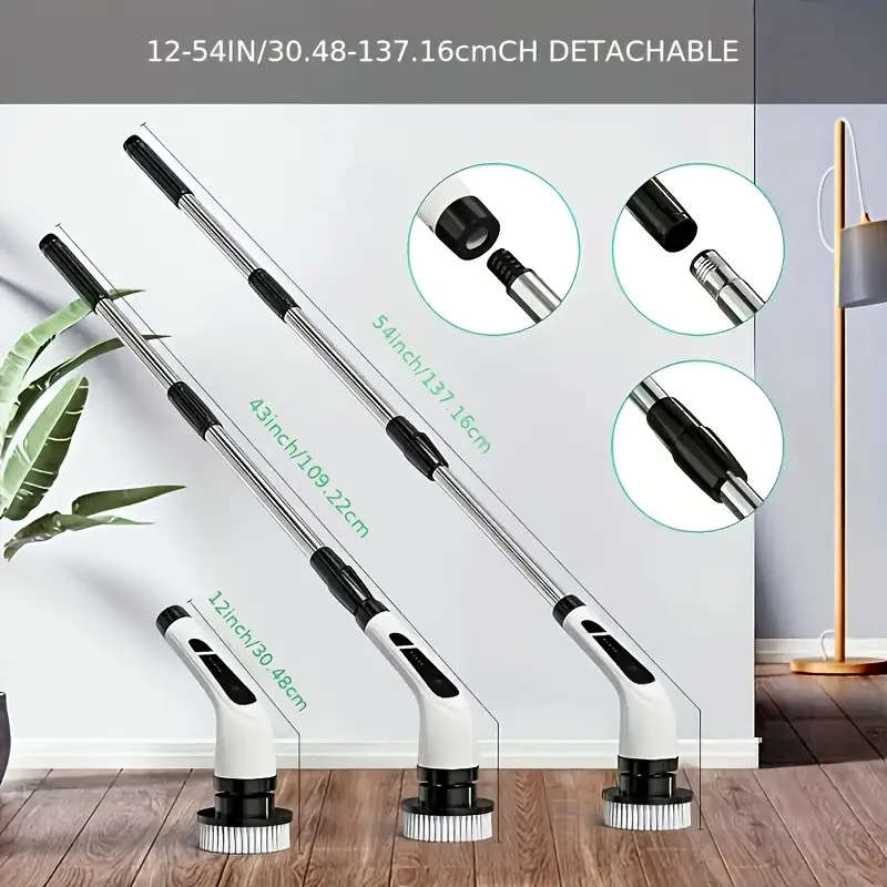 7-in-1 Electric Rotating Cleaning Brush, Wireless Shower Scrubber with Replaceable Heads and Adjusta
