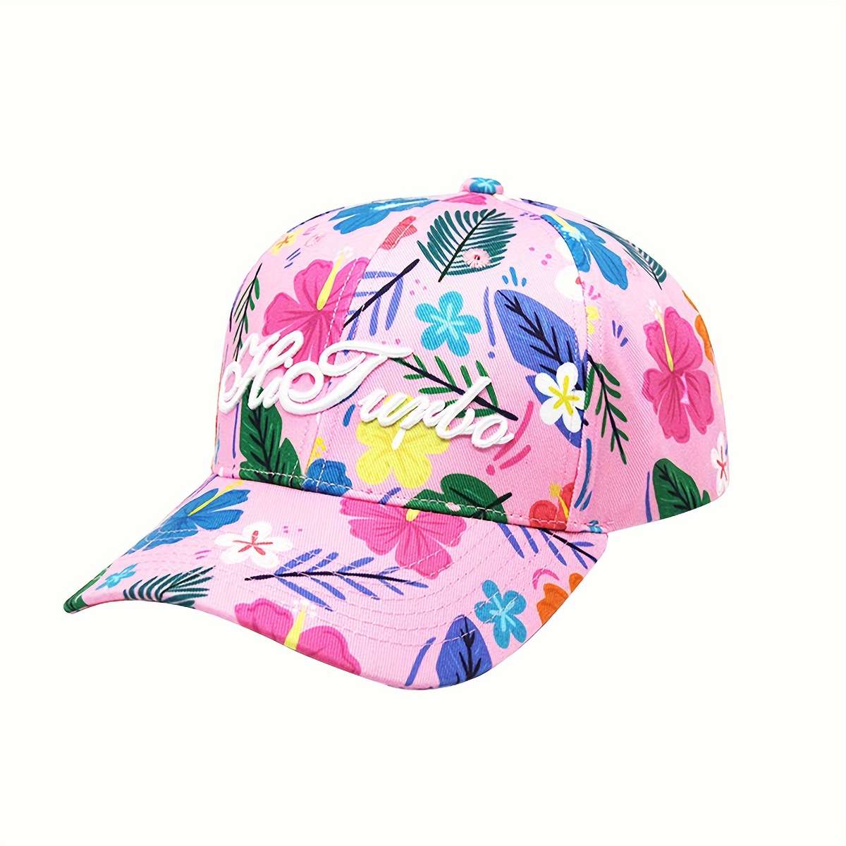 Adjustable Floral Baseball Cap Tropical Leaf and Flower Patterns Lightweight Polyester Sun