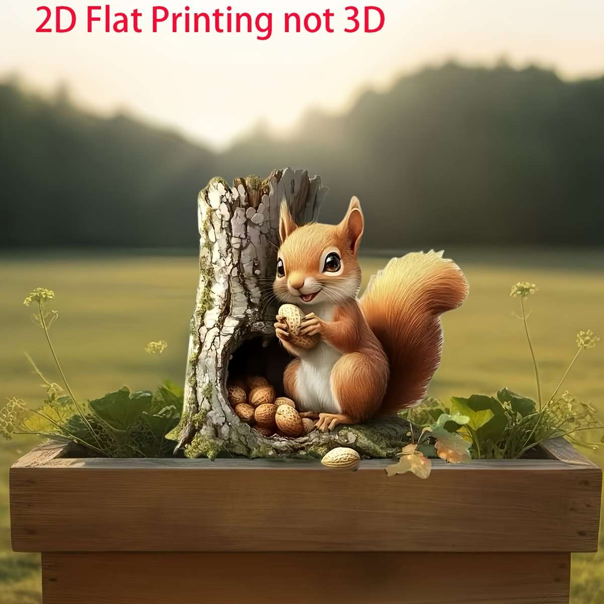 1pc 2D Flat   Cute Squirrel Garden Stake Decoration PET Outdoor Flower Pot and Garden Decorat