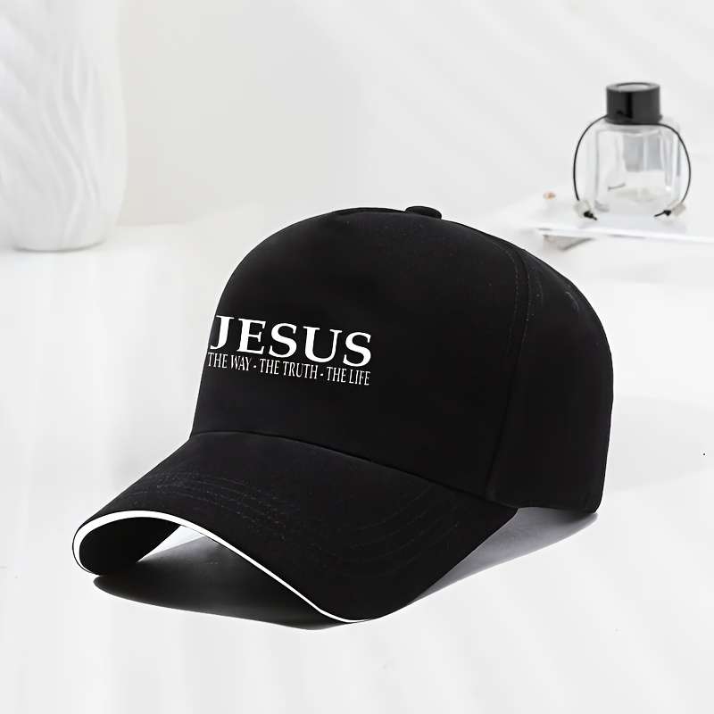 Adjustable Baseball Cap With 'Jesus' Print Lightweight Breathable Fabric Wide Brim