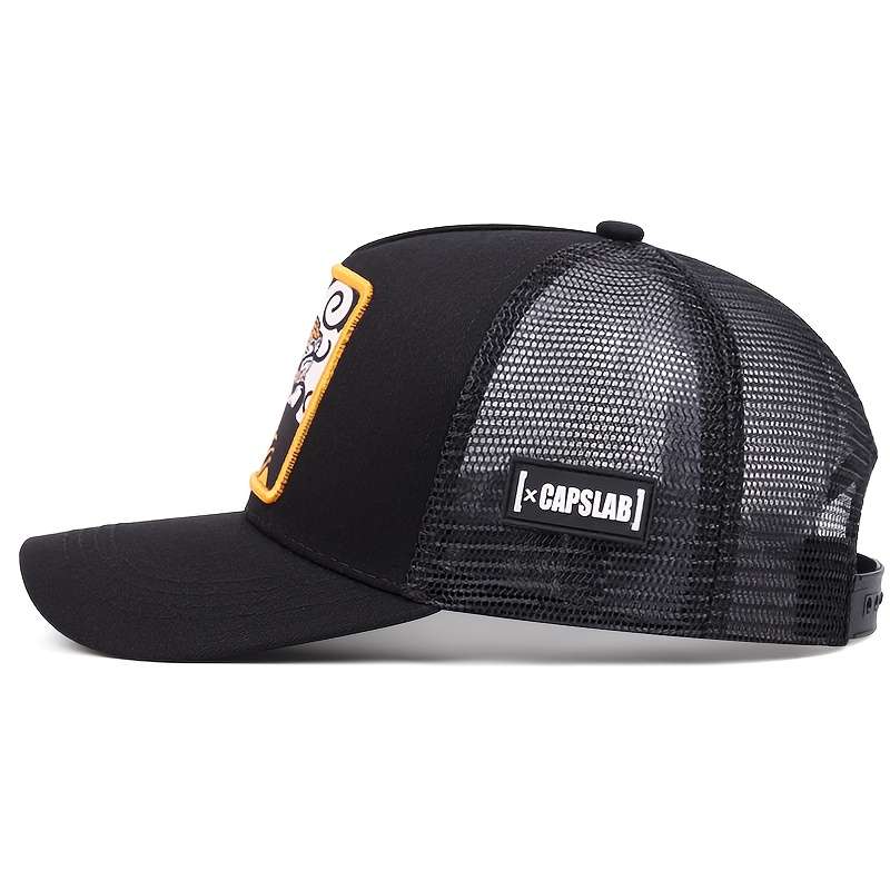 Stylish Cartoon Embroidered Baseball Cap with Sun Protection Mesh