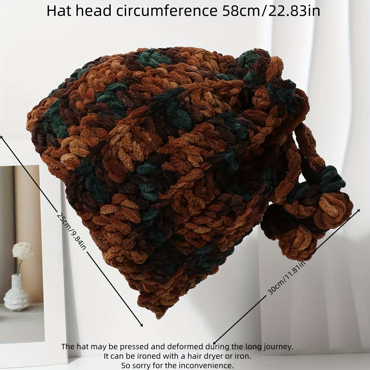 Colorful Clover Top Beanie Hat 100% Polyester Woven Knit Elastic Fit Lightweight Casual