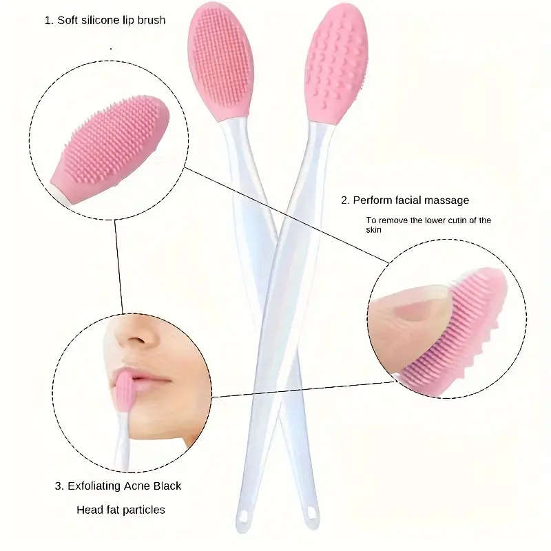 1pc Silicone Facial Cleansing Brush 2-in-1 Soft Dual-Sided Exfoliating Face Scrubber Formaldehyde-Fr