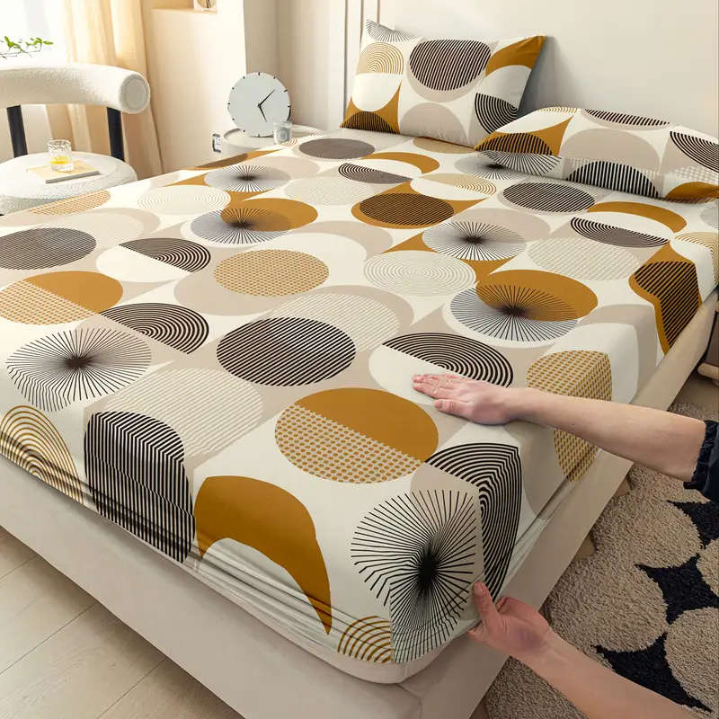 3-Piece Geometric Fitted Sheet Set 90cm*200cm