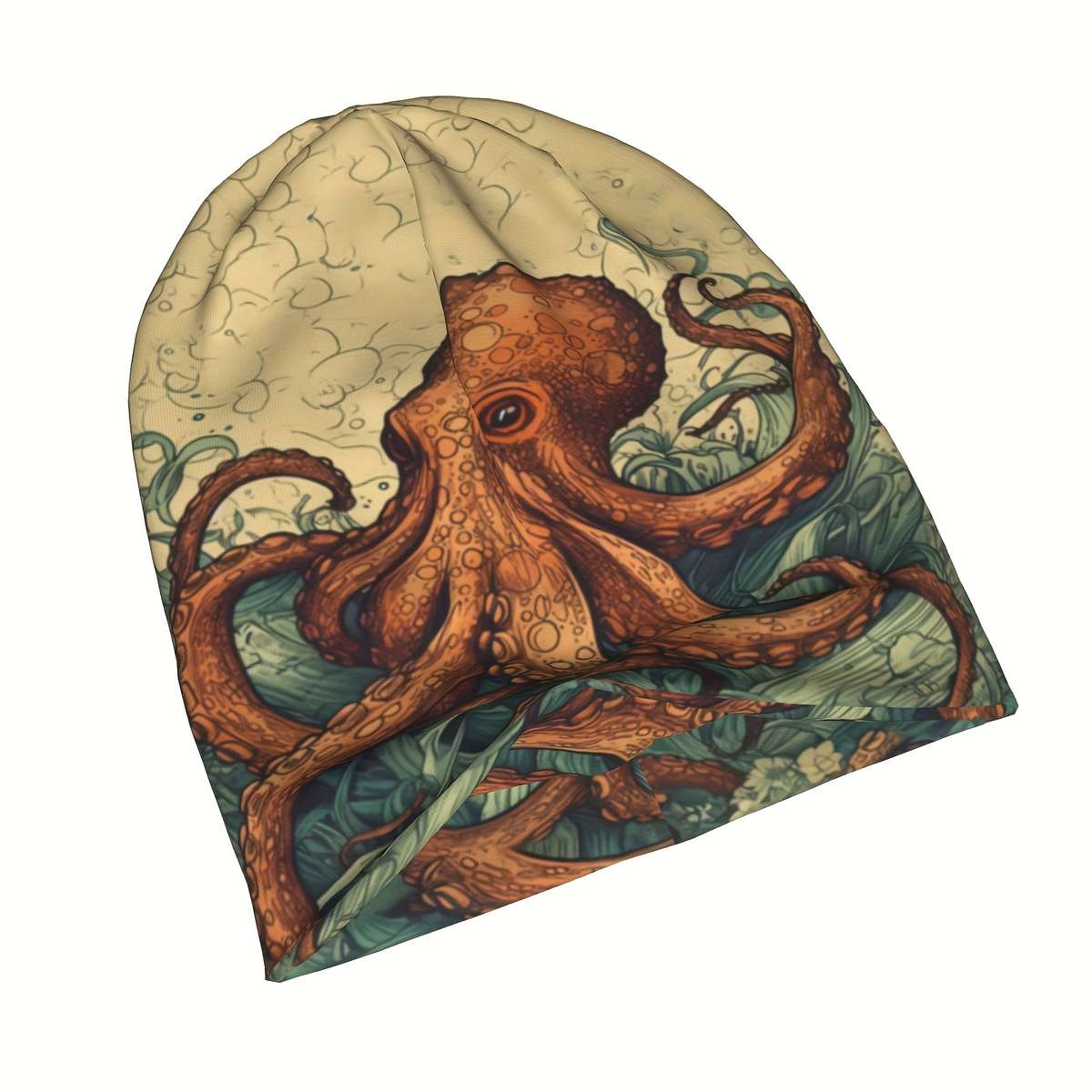1pc Retro Brimless Hat With Octopus Pattern For Men Women Ideal Choice For Gifts