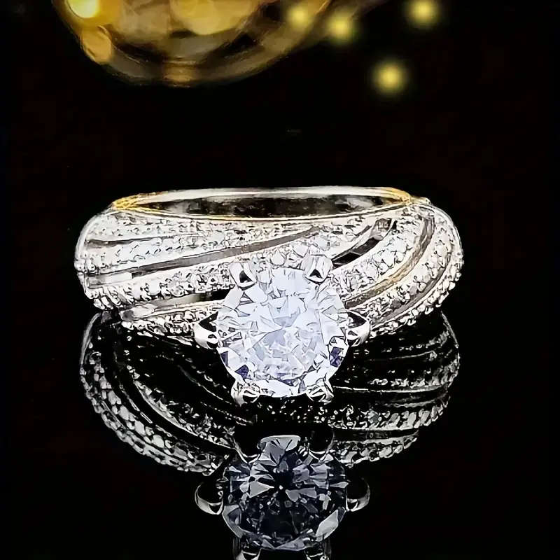 2 Pieces Cubic Zirconia Rings Set