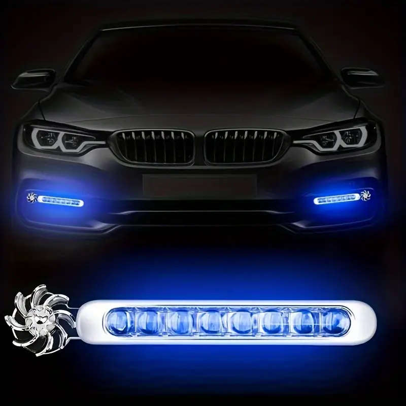 2-Pack Wind-Powered Car LED Fan Lights White