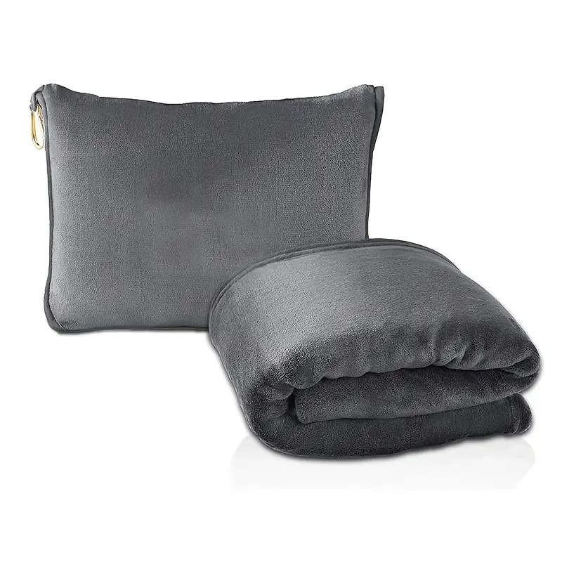 Travel Blanket And Pillow 2-In-1 Airplane Blanket