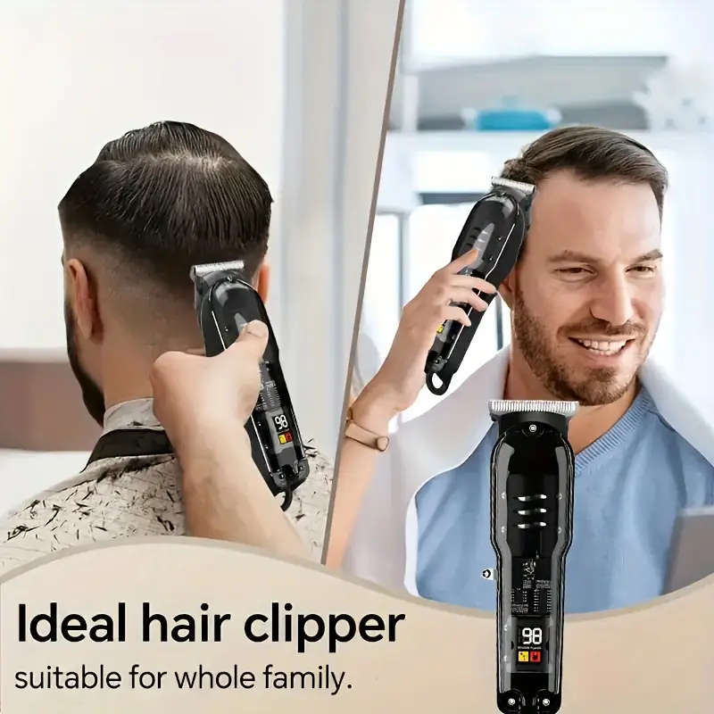 Professional Men's Hair Clipper With Stylish Transparent Digital Display