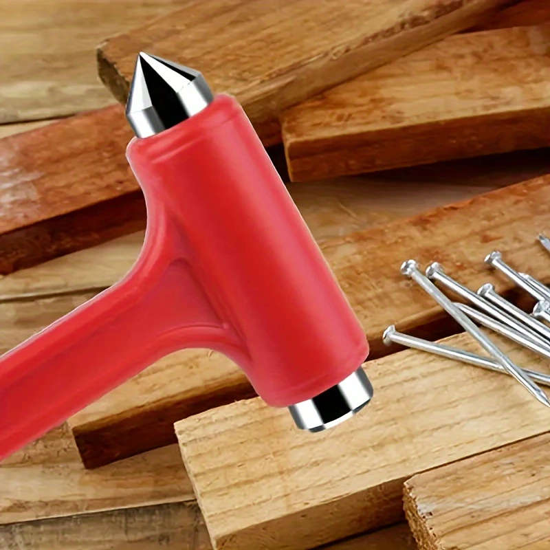 1Pc 2In1 Mini Hammer Durable Ready To Use Firefighter Approved Red