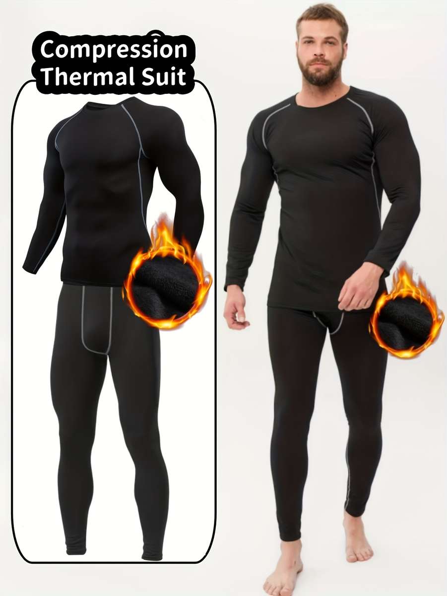 Thermal Underwear Color Black  Black And Gray Line C Pants Sizexl