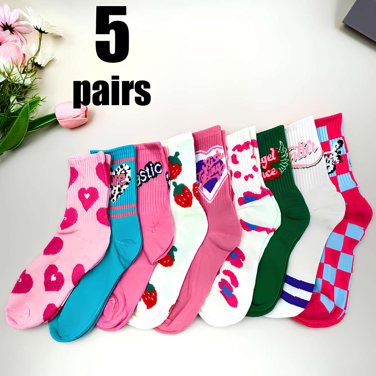 Sock 5 Pairs Of Mixed Colors One Size