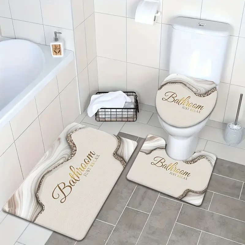 Bathroom Anti-Slip Mat Three Piece Set