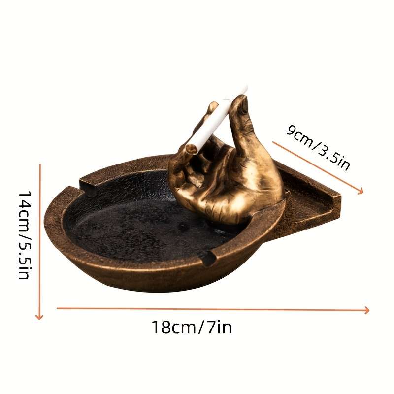 Creative Finger Ashtray Phone Stand C Unique Retro Decor for Home or Office Golden Resin