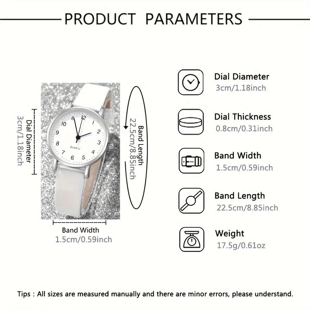 5pcs set Elegant Women's Round Quartz Watch Fashion Jewelry Set Eid Al-Adha Gift for Friends and Fam