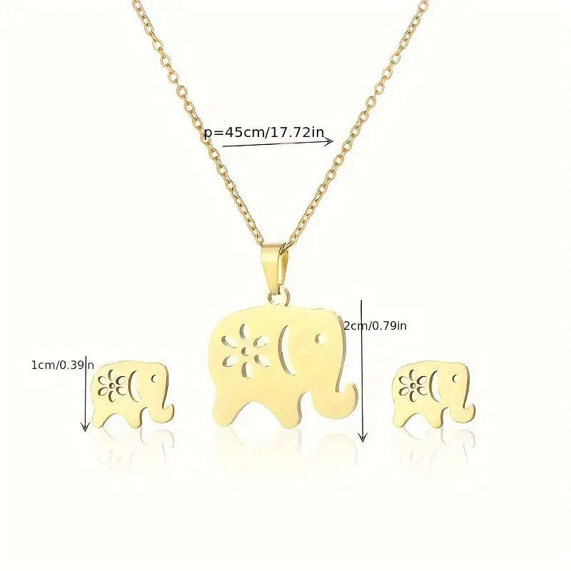 Stainless Steel Jewelry Set for Women - Elephant