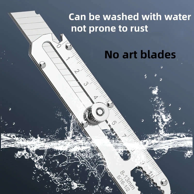 1pc Stainless Steel Precision Art Knife with Retractable Handle 10-in-1 Multifunctional Office Cutti