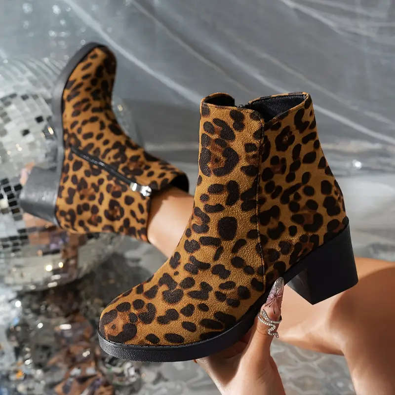 Leopard Print Women's Ankle Boots