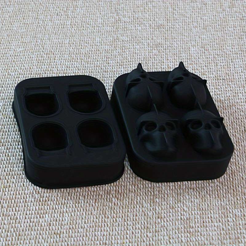1Pc Skull Shaped Silicone Ice Cube Tray 4 Cavity DIY Mold
