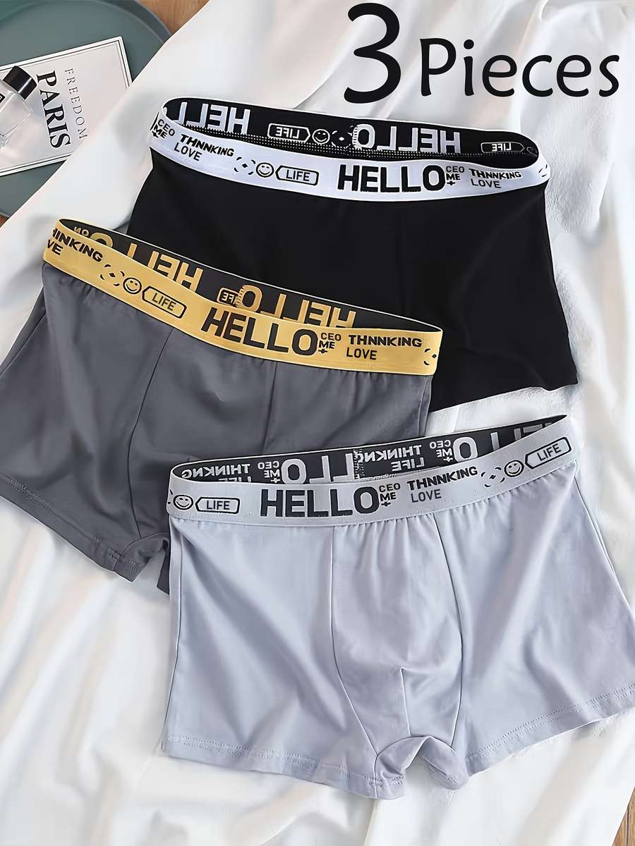 Mens Underwear Color 3 Pcs Black Dark Gray Light Gray Sizexs