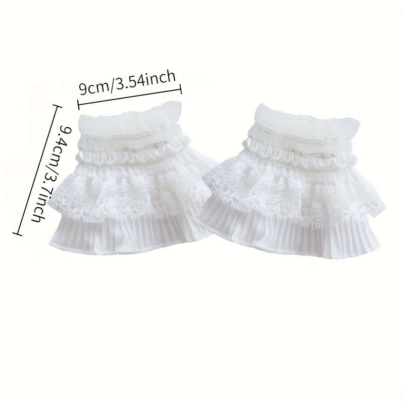 1 Pair White Lace Wrist Cuffs And Fingerless Gloves