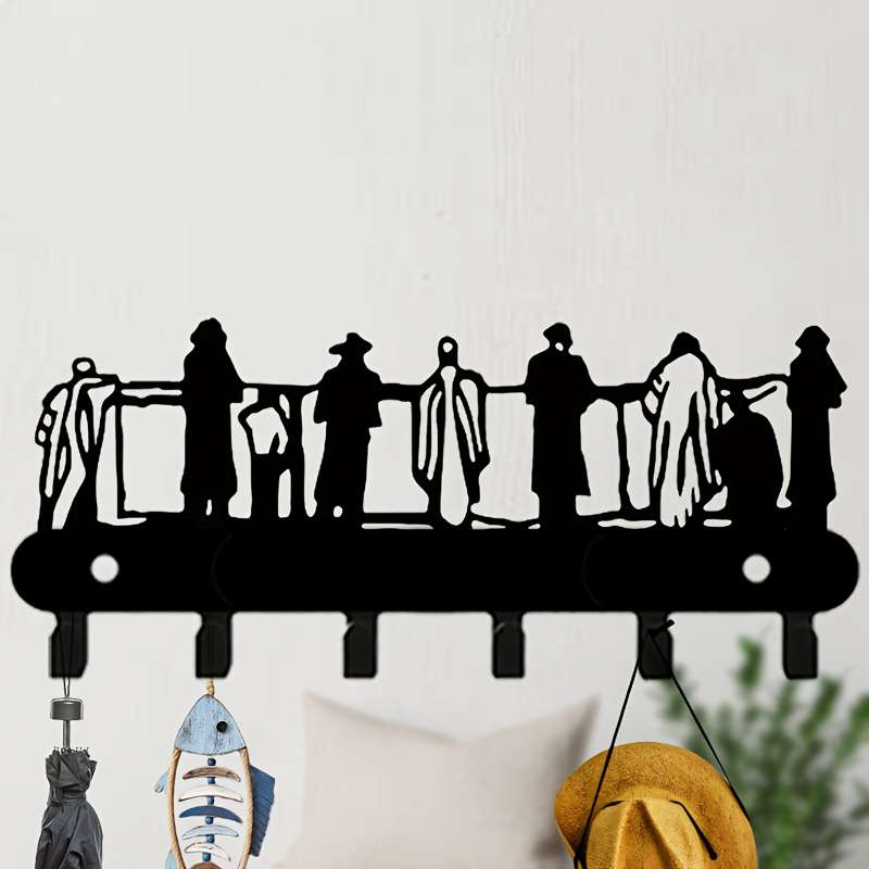 1pc Western Wall Art Metal Key HolderVersatile Jewish Silhouette Hanging Key Rack for Coats Hats
