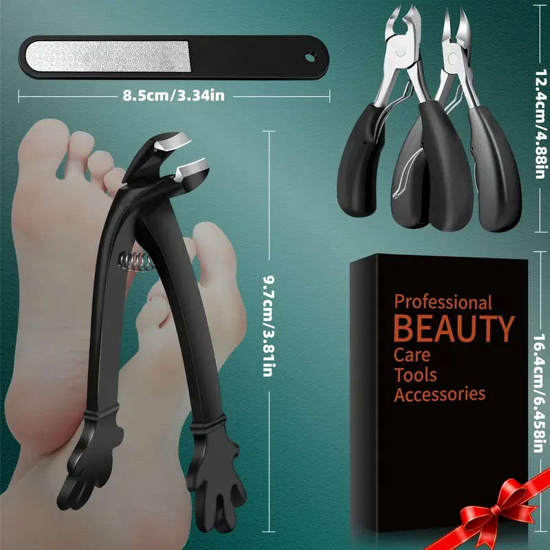 4pcs Ingrown Toenail Clippers Set Professional Heavy Duty Nail Care Tools Sharp Curved Blade Large S